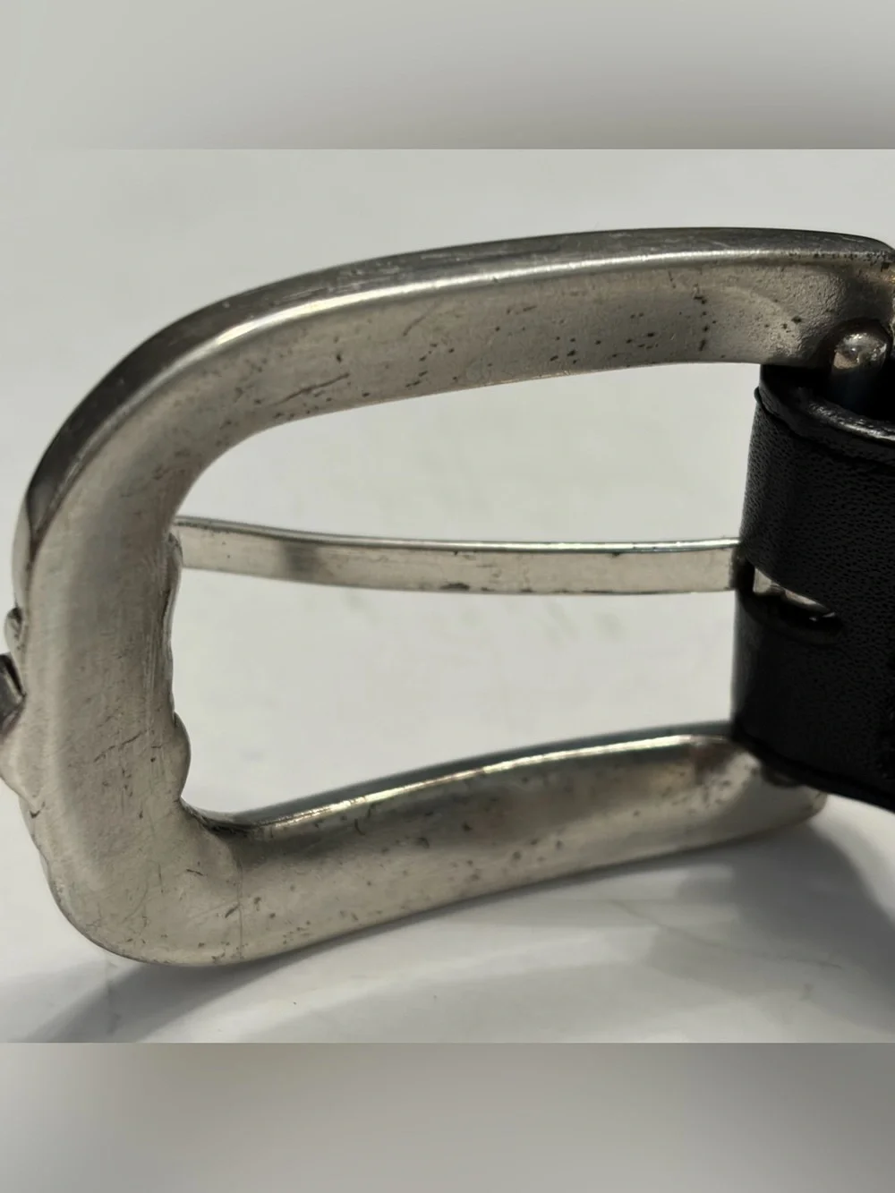 Vintage Brighton Black Leather Heart Belt Silver Hardware Western Boho USA Made